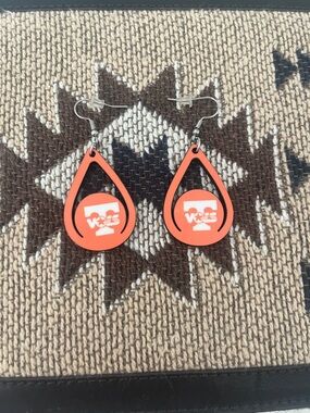 Orange Teardrop Logo Dangle Earrings